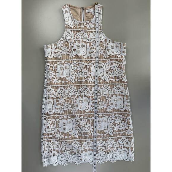 Lovers and Friends Caspian Chunky Lace Shift Dress S White Tan Nude Coquette - Picture 8 of 16